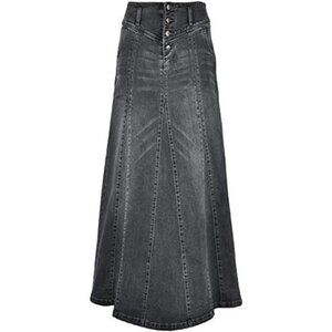 Women's Denim Skirt A Line Swing Maxi Skirts Grey